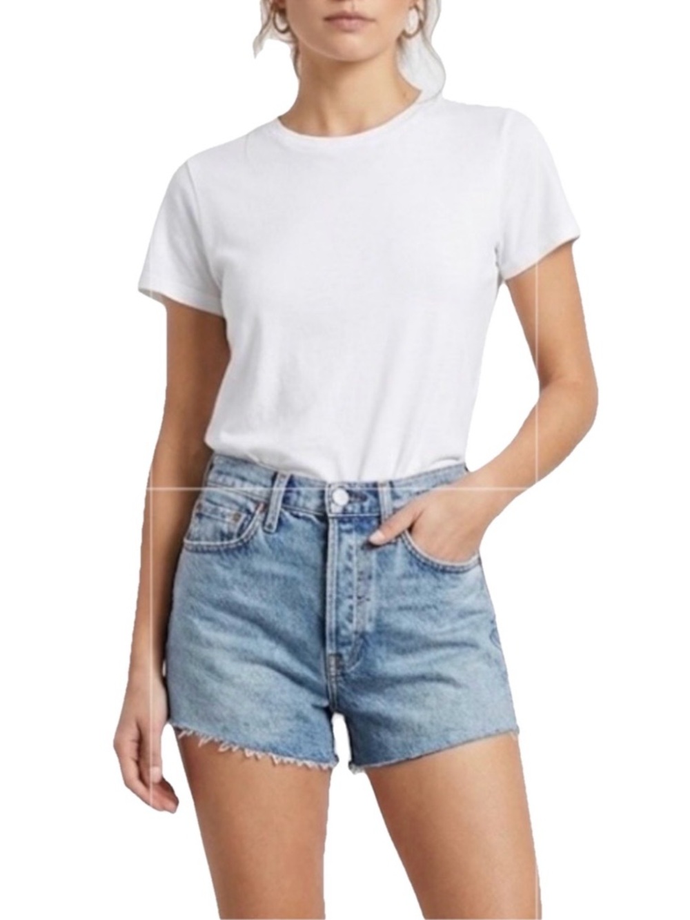 REDONE High Rise Stove Pipe Straight Leg Unfinished Hem Women’s Shorts Size 26